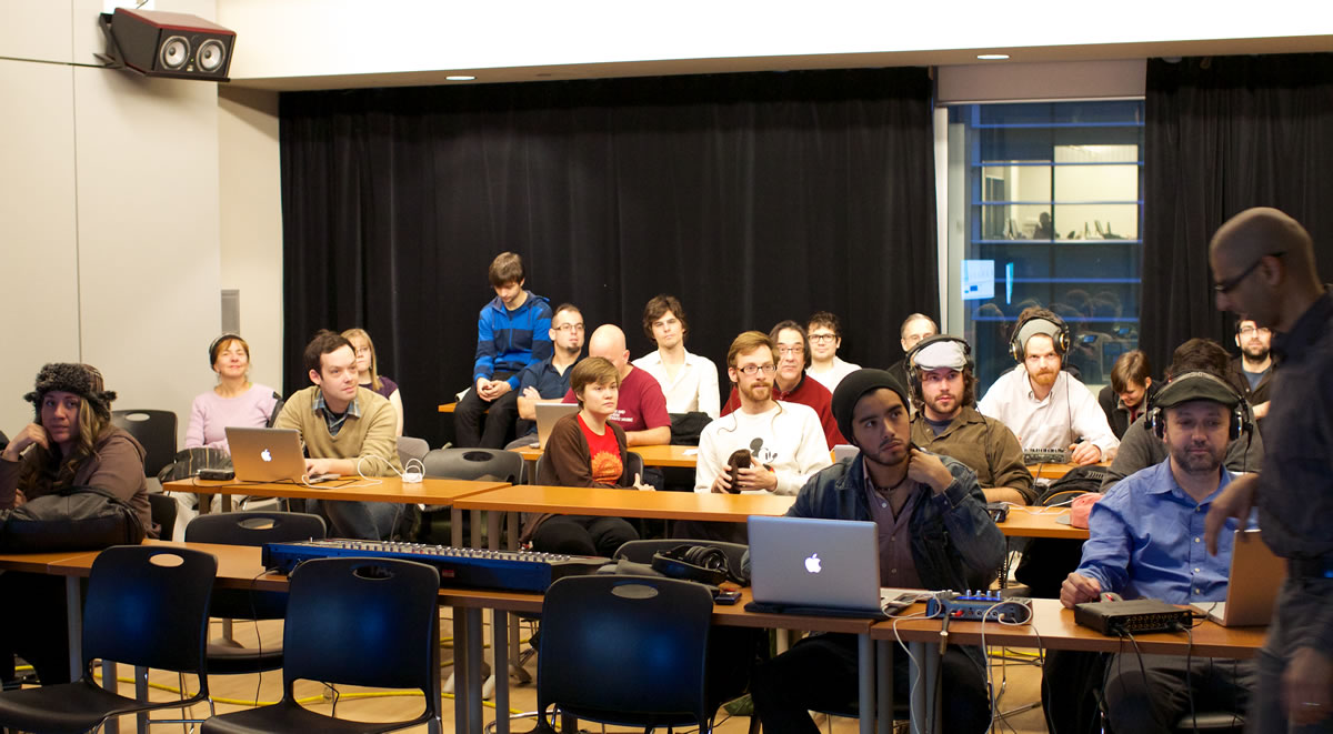 Audience members, CLOrk participants and director Eldad Tsabary